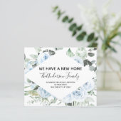 Budget Dusty Blue Floral Moving Announge (Staand voorkant)