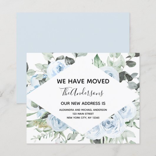 Budget Dusty Blue Floral Moving Announge (Voorkant / Achterkant)