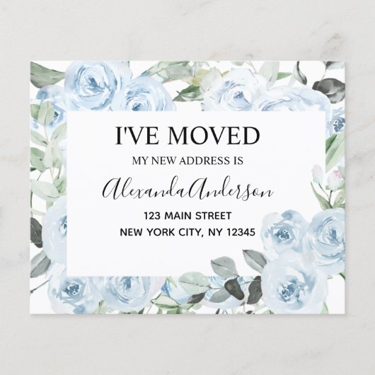 Budget Dusty Blue Floral Moving Announge (Voorkant)