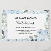 Budget Dusty Blue Floral Moving Announge (Voorkant)