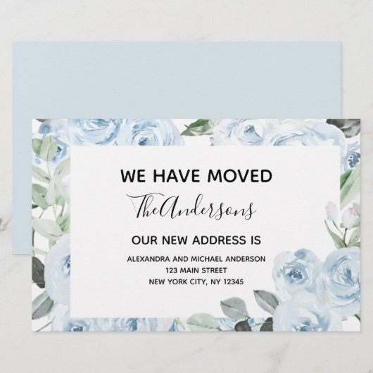 Budget Dusty Blue Floral Moving Announge (Voorkant / Achterkant)