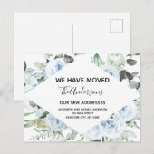 Budget Dusty Blue Floral Moving Announge Briefkaart (Voorkant / Achterkant)