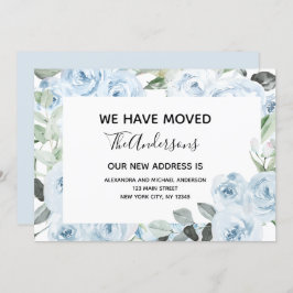 Budget Dusty Blue Floral Moving Announge Kaart