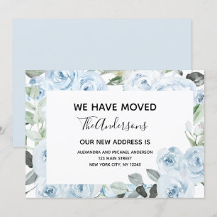Budget Dusty Blue Floral Moving Announge Kaart