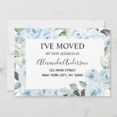 Budget Dusty Blue Floral Moving Announge Kaart (Voorkant)