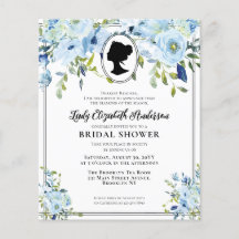 Budget Dusty Blue Floral Regency Era Vrijgezellenf