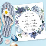 Budget Dusty Blue Floral Sweet 16 Verjaardag Uitno<br><div class="desc">Stoffige blauwe pioenen vormen een rond lijst rond je verjaardagsfeestdetails op deze elegante budgetuitnodiging.</div>