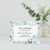 Budget Dusty Blue Floral Verhuisaankondigingsposte Briefkaart (Staand voorkant)