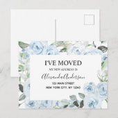 Budget Dusty Blue Floral Verhuisaankondigingsposte Briefkaart (Voorkant / Achterkant)