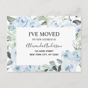 Budget Dusty Blue Floral Verhuisaankondigingsposte Briefkaart