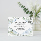 Budget Dusty Blue Floral Verhuisaankondigingsposte Briefkaart (Staand voorkant)