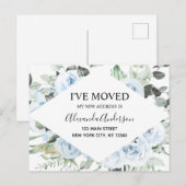 Budget Dusty Blue Floral Verhuisaankondigingsposte Briefkaart (Voorkant / Achterkant)