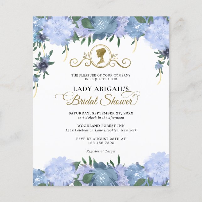 Budget Dusty Blue Floral Victoriaans Vrijgezellenf (Voorkant)