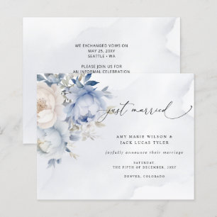 Budget Dusty Blue Floral Wedding Aankondiging