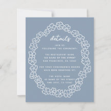 Budget Dusty Blue Floral Wreath Wedding Details