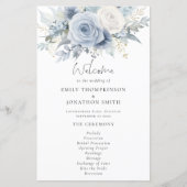 Budget Dusty Blue Florals Trouwprogramma (Voorkant)