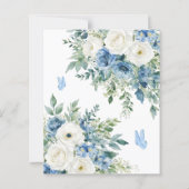 Budget Dusty Blue Flowers 80th Birthday invitation (Achterkant)