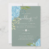 BUDGET Dusty Blue Flowers Limoen Weddenschap (Voorkant)