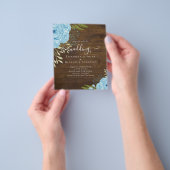 Budget Dusty Blue Flowers Limoen Weddenschap Flyer (Hand)