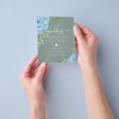 BUDGET Dusty Blue Flowers Limoen Weddenschap Flyer (Hand)