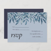 Budget DUSTY BLUE Foliage Weddenschap RSVP Uitnodiging Briefkaart (Voorkant / Achterkant)