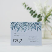 Budget DUSTY BLUE Foliage Weddenschap RSVP Uitnodiging Briefkaart (Staand voorkant)