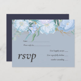 Budget DUSTY BLUE Foliage Weddenschap RSVP Uitnodiging Briefkaart
