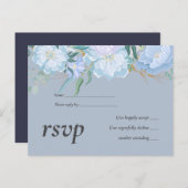 Budget DUSTY BLUE Foliage Weddenschap RSVP Uitnodiging Briefkaart (Voorkant / Achterkant)