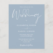 Budget Dusty Blue Foto Bruiloft uitnodiging (Voorkant)