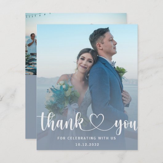 Budget Dusty Blue & Foto Dank u Bruiloft (Voorkant / Achterkant)