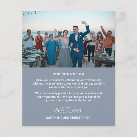 Budget Dusty Blue & Foto Dank u Bruiloft (Achterkant)