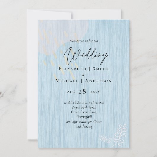 Budget Dusty Blue Gold Weddenscript (Voorkant)