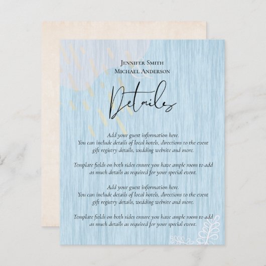 Budget Dusty Blue Gold Weddenscript (Voorkant / Achterkant)
