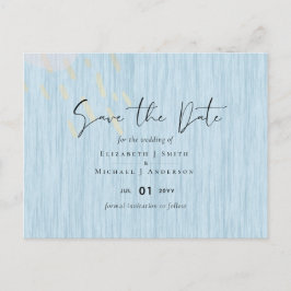Budget Dusty Blue Gold Weddenscript Briefkaart