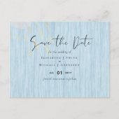 Budget Dusty Blue Gold Weddenscript Briefkaart (Voorkant)