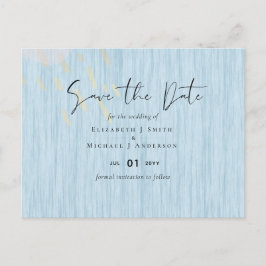 Budget Dusty Blue Gold Weddenscript Briefkaart