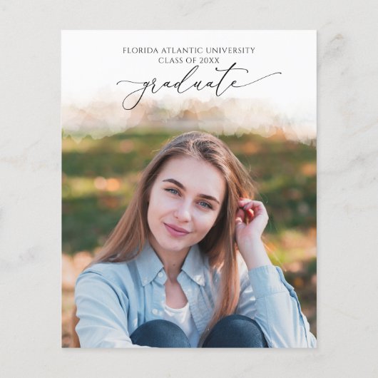 Budget Dusty Blue Graduation Party Uitnodiging (Achterkant)