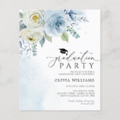 Budget Dusty Blue Graduation Party Uitnodiging (Voorkant)