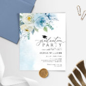 Budget Dusty Blue Graduation Party Uitnodiging