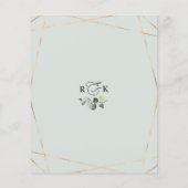 Budget Dusty Blue Greenery Gold Wedding Uitnodigin (Achterkant)