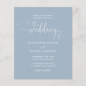 Budget Dusty Blue Hearts Script Weddenschap Uitnod (Voorkant)