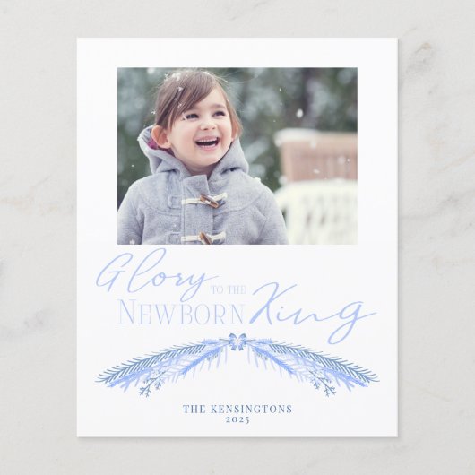 Budget Dusty Blue Kerstpine Holiday Foto (Voorkant)