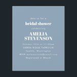 Budget Dusty Blue Minimalistisch Vrijgezellenfeest<br><div class="desc">Budget Minimalistische bruidsdouche uitnodiging in Dusty Blue</div>