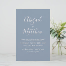 Budget Dusty Blue Modern Photo Wedding Invitation