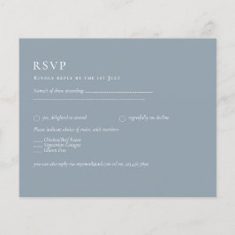 Budget Dusty Blue Monochrome Wedding RSVP Flyer
