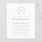 Budget Dusty Blue Monogram Wreatscript Wedding (Voorkant)
