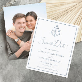 Budget Dusty Blue Nautical Anker Save the Date
