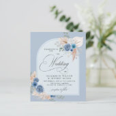Budget Dusty Blue Pampas bruiloft uitnodiging (Staand voorkant)