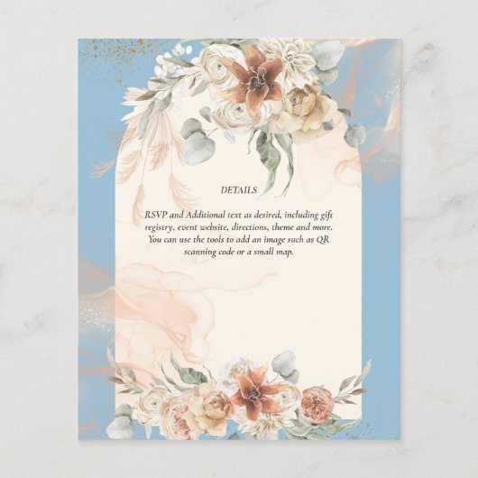 BUDGET Dusty Blue Pampas Grass Wedding Flyer (Achterkant)