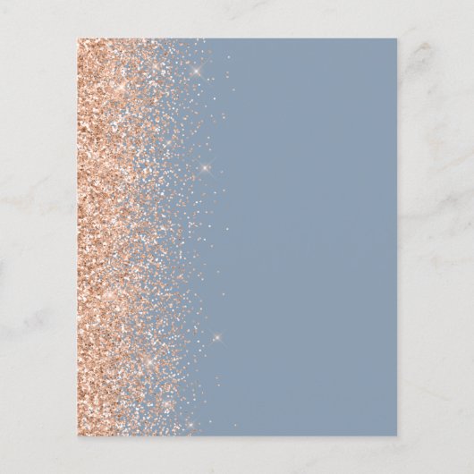 Budget Dusty Blue Peach Glitter Wedding Invite (Achterkant)